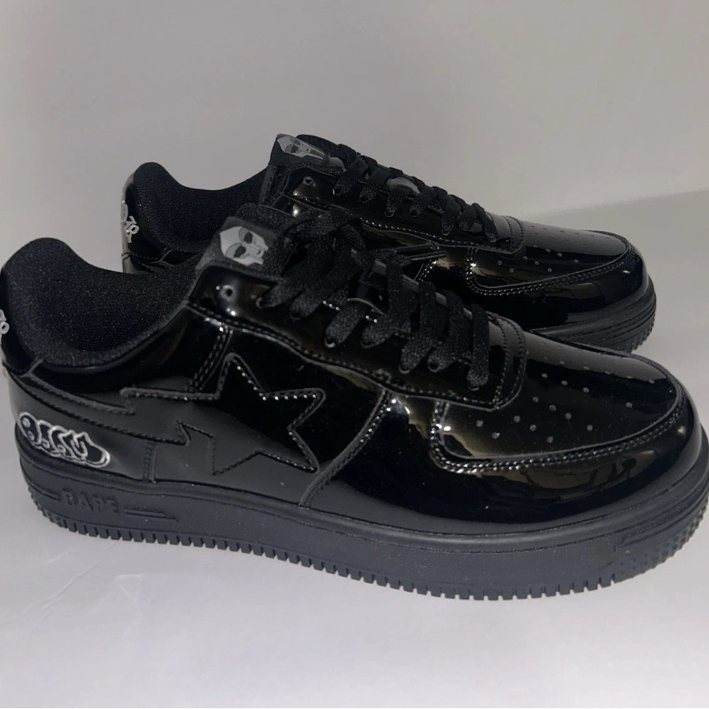 Bape Black Glossy Star Men's Sneakers